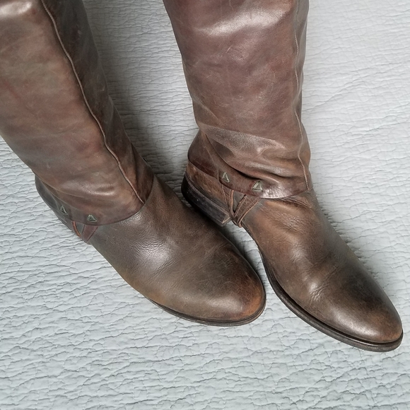 Coclico genuine leather tall riding boots low heel vintage-looking patina - Picture 11 of 13